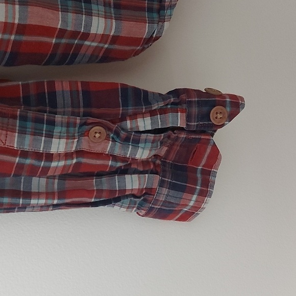 Barbour X Steve McQueen Button Down Plaid Shirt Lined Red Navy Size Medium - Picture 3 of 10